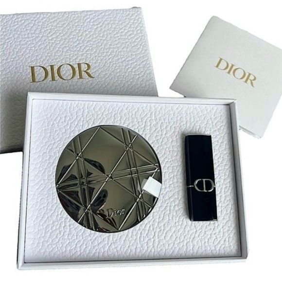 🌟 NIB Dior Silver Cannage Mirror and Lipstick ( 720 Satin) Beauty Box Set - Picture 3 of 4